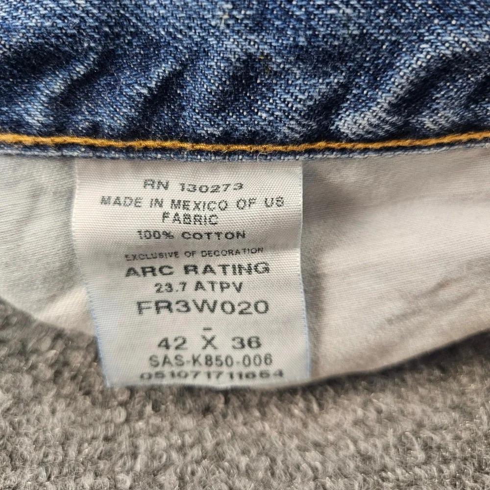 Wrangler Riggs Workwear FR Flame Resistant Carpenter Jeans Blue 42x36‎ FR3W020
